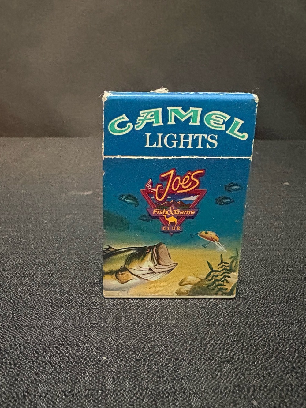 VINTAGE 1992 JOE CAMEL LIGHTS FLIP TOP CIGARETTE LIGHTER FISH & GAME CLUB